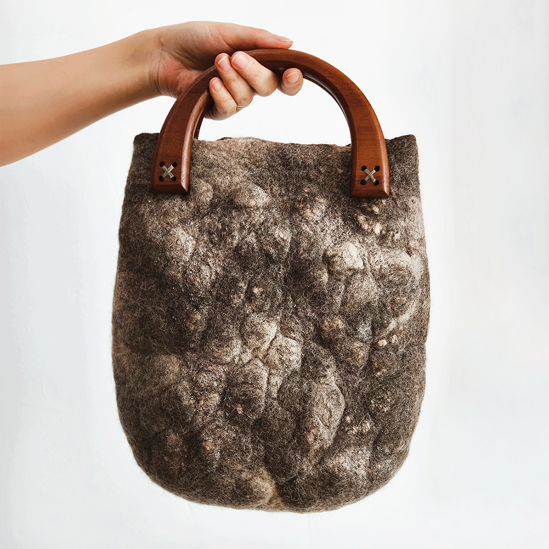 Art Gallery Colorway Top Handle Handmade Wool Felt Handbag
